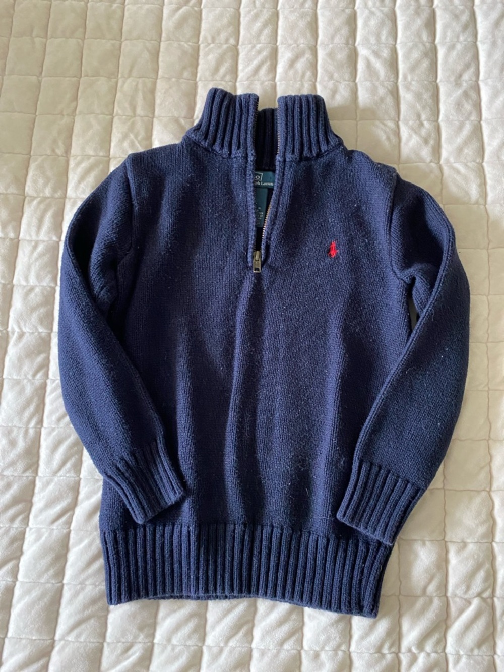 Kids Polo by Ralph Lauren Navy Half-Zip Cotton Sweater